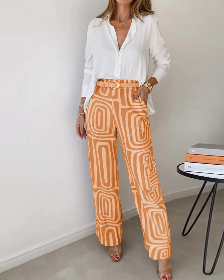 GABRIELLE – Patterned Trousers + Free Blouse