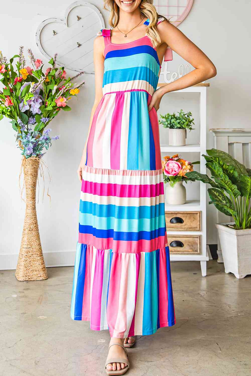 ISLA – Vibrant Striped Maxi Dress