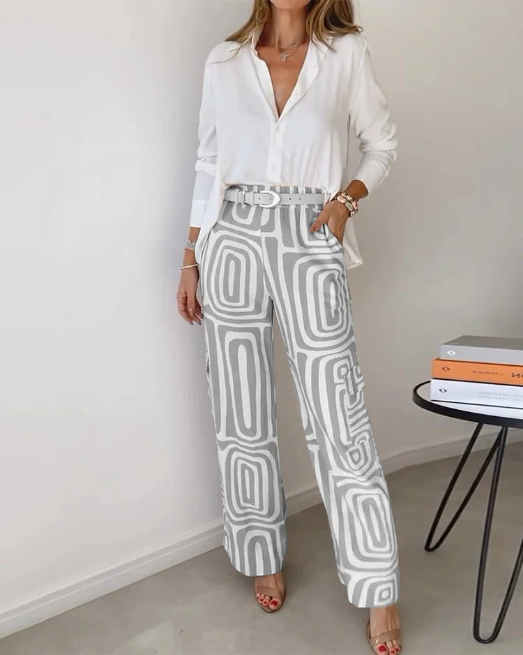 GABRIELLE – Patterned Trousers + Free Blouse