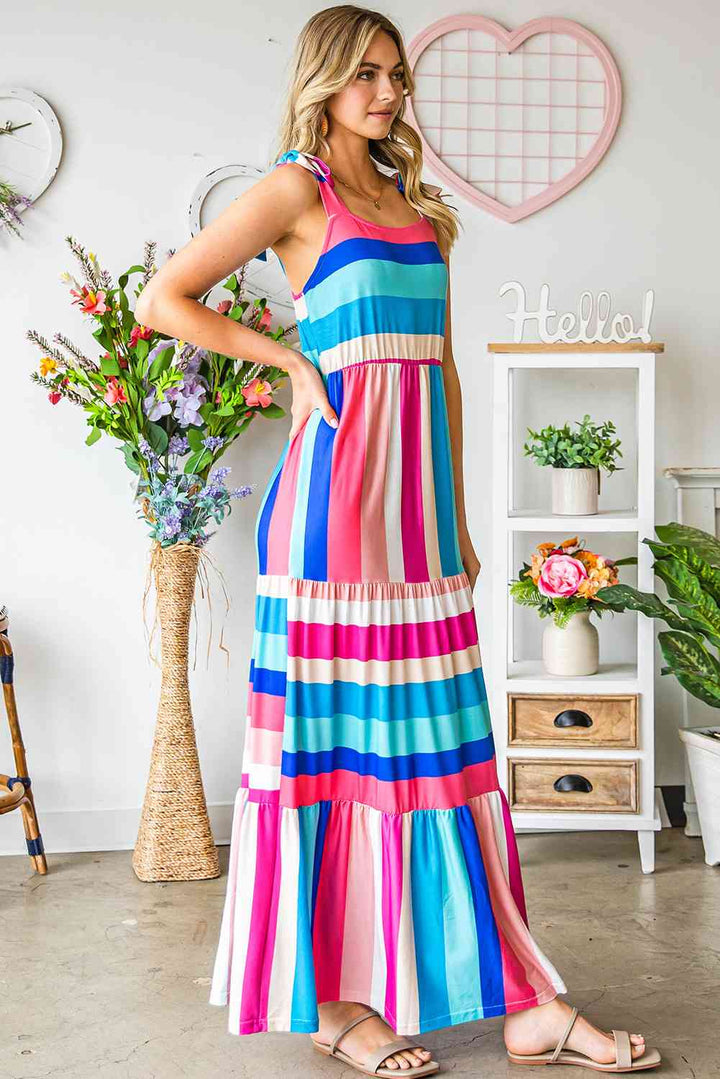 ISLA – Vibrant Striped Maxi Dress